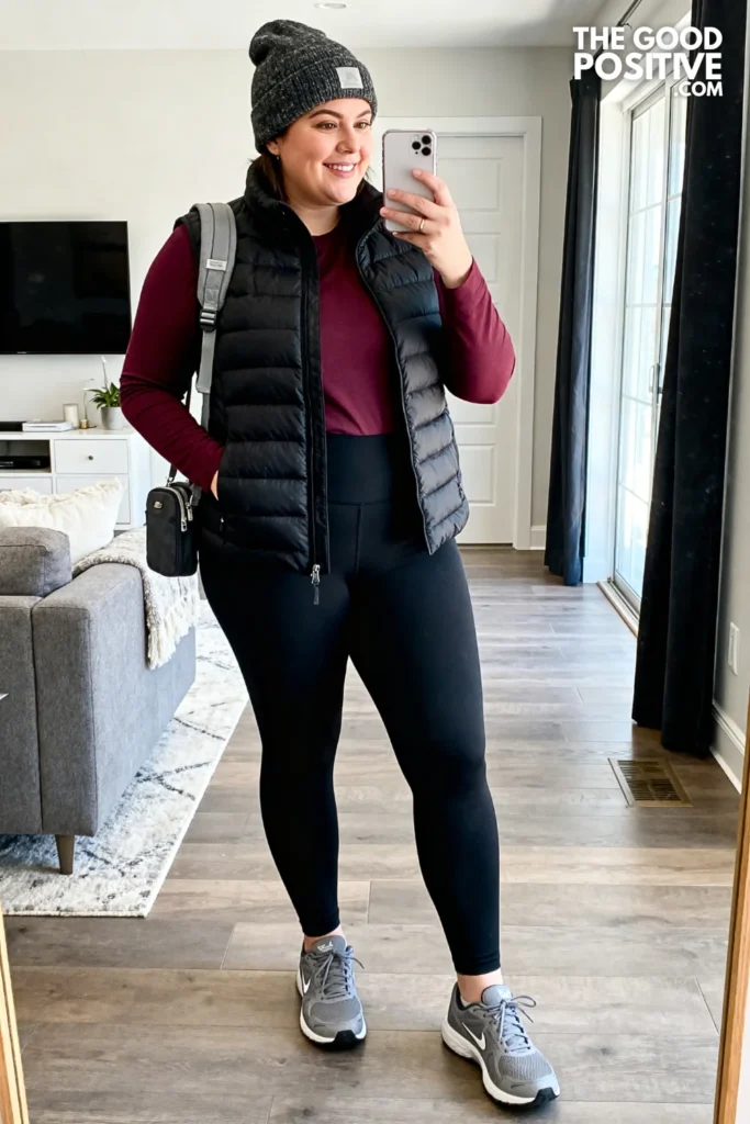 Plus Size Vest and Leggings Outfit