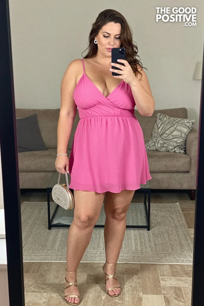 Plus Size Chiffon Overlay Short Party Dress Outfit