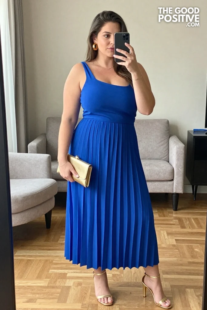Plus Size One Shoulder Pleated Maxi Dress Outfit