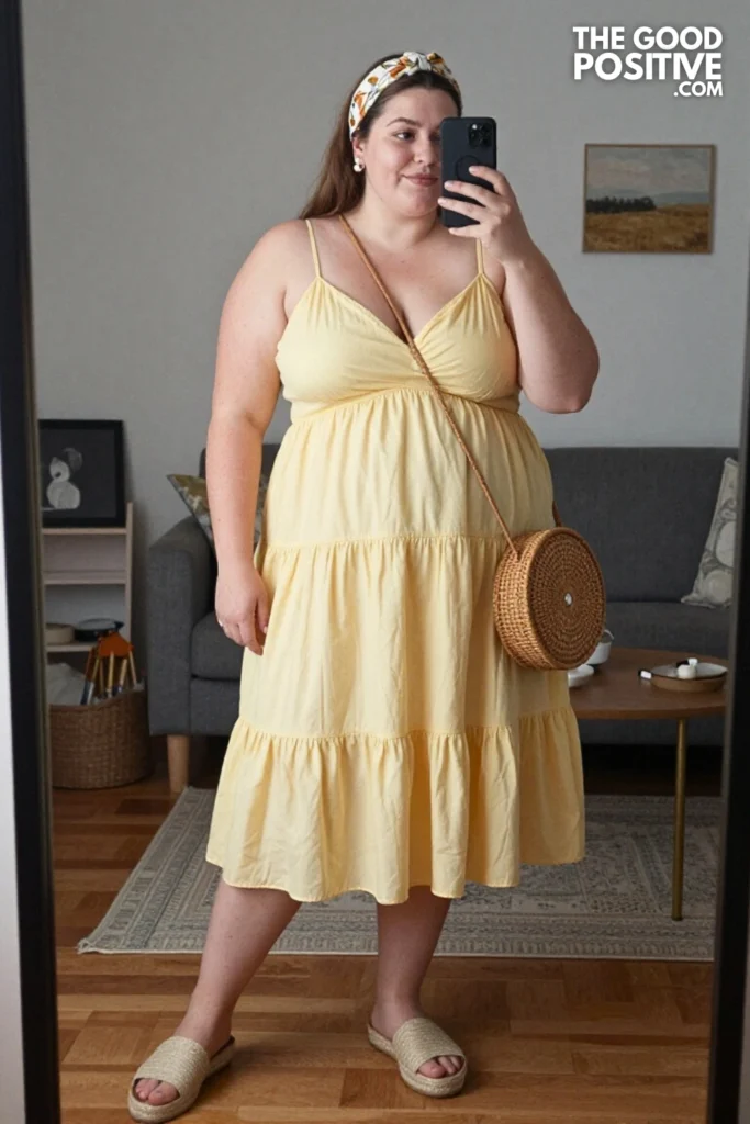 Plus Size Tiered Babydoll Dress With Flutter Hem Outfit