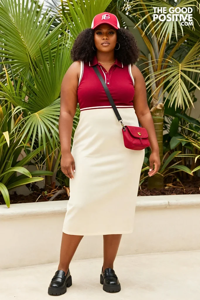 Plus Size Contrast-Trim Polo Dress In A Bold Summer Color Outfit