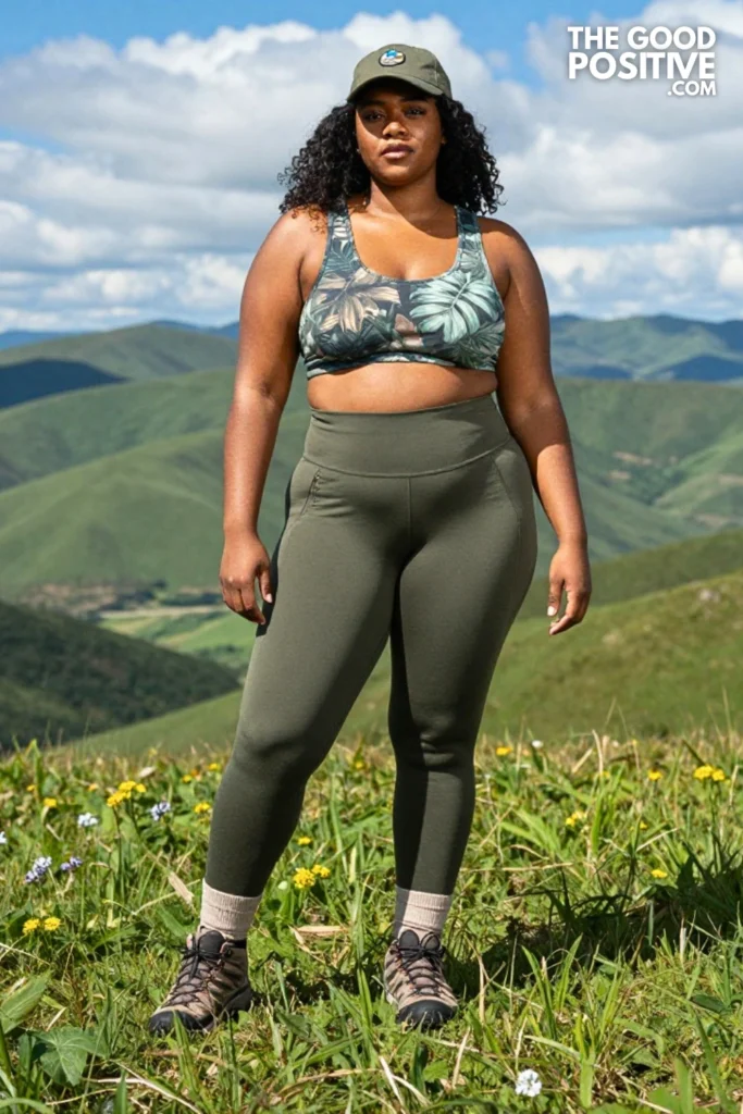 Plus Size Graphic Muscle Tank & Technical Zip-Pocket Leggings Outfit