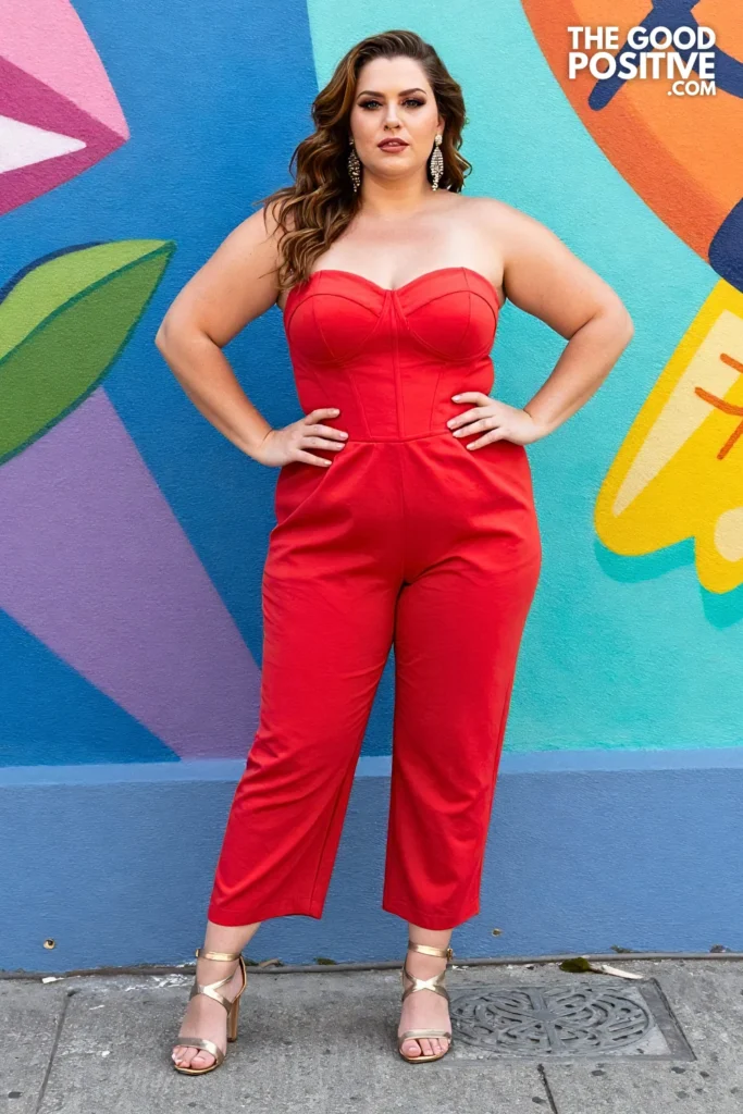 Plus Size Strapless Bandeau Jumpsuit with Wide Legs Cocktail Party Outfit