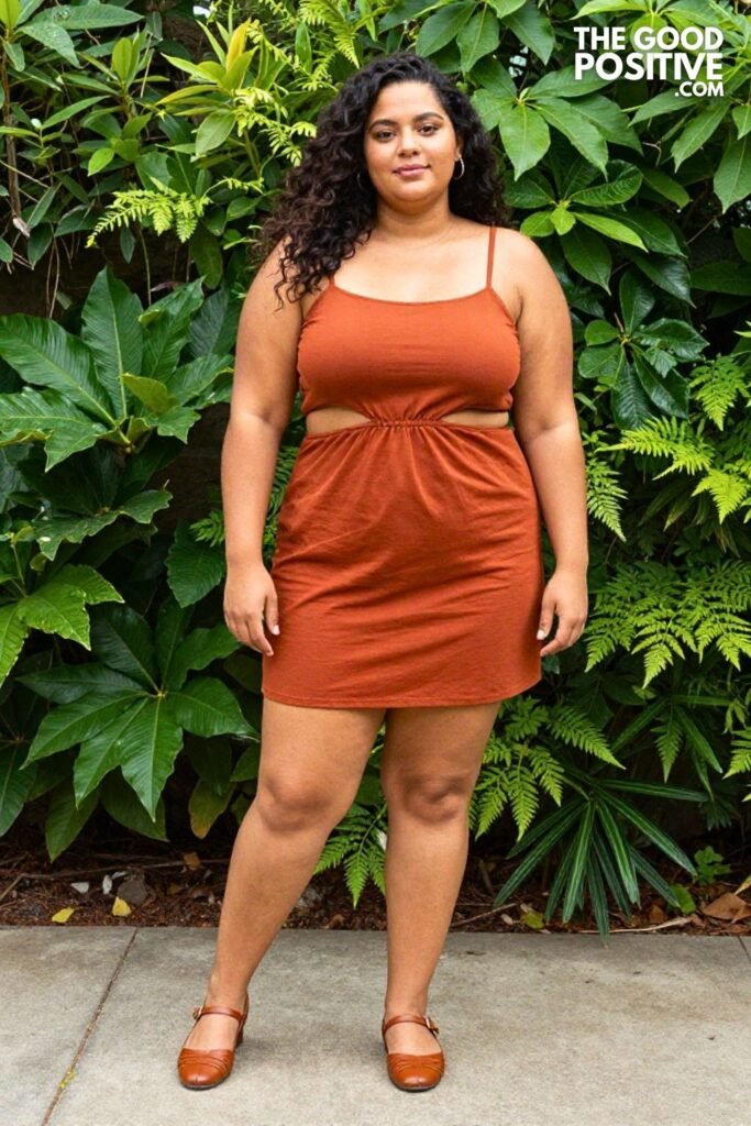 Plus Size Cutout Detail Sundress With Bike Shorts and Crossbody Outfit