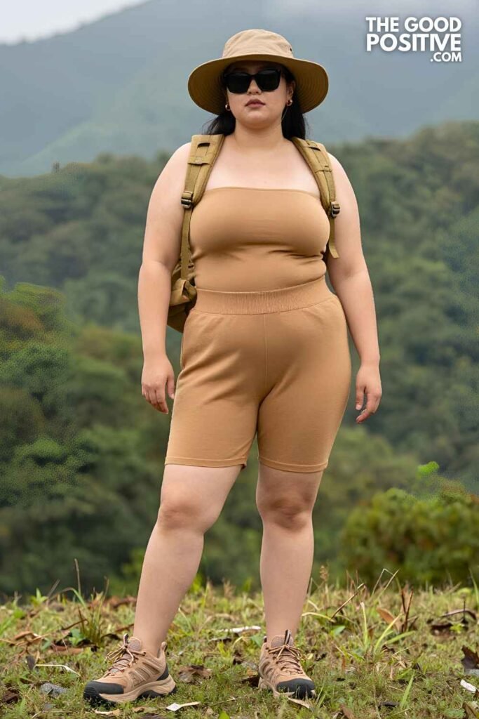 Plus Size Knit Shorts Suit With Fitted Bandeau Alaska Summer Layering Outfit