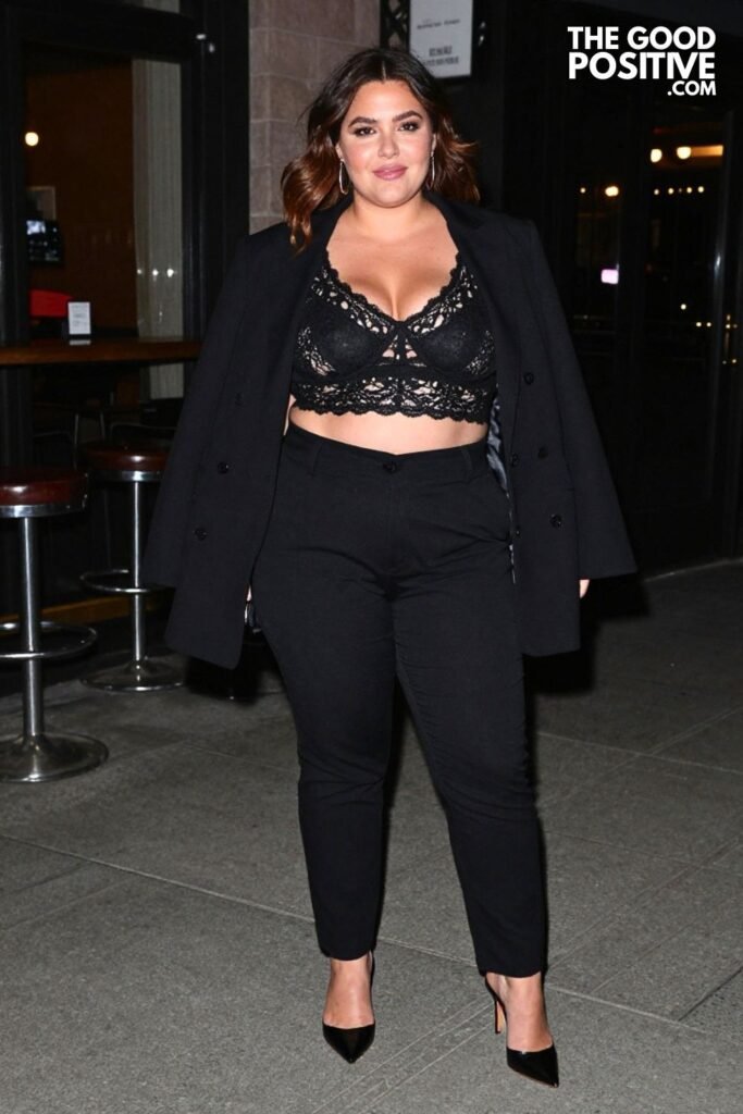 Plus Size Lace Bralette With High-Waist Tailored Trousers Outfit