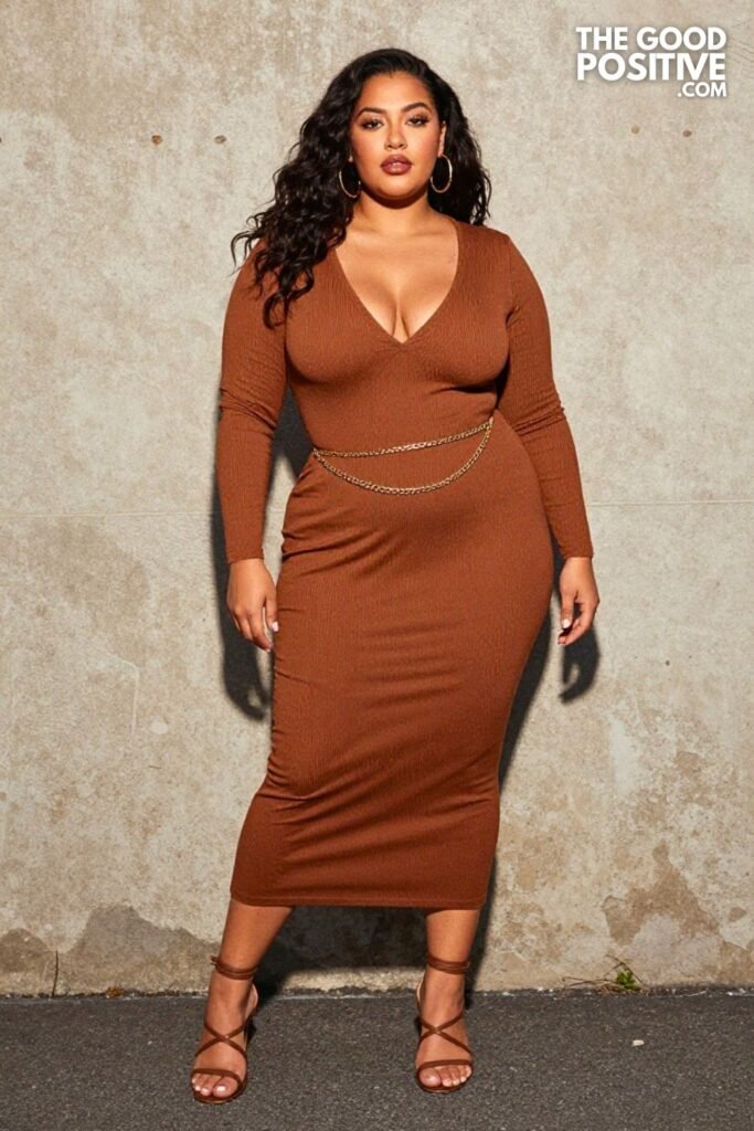 Plus Size Plunging V-Neck Ribbed Maxi Dress Outfit