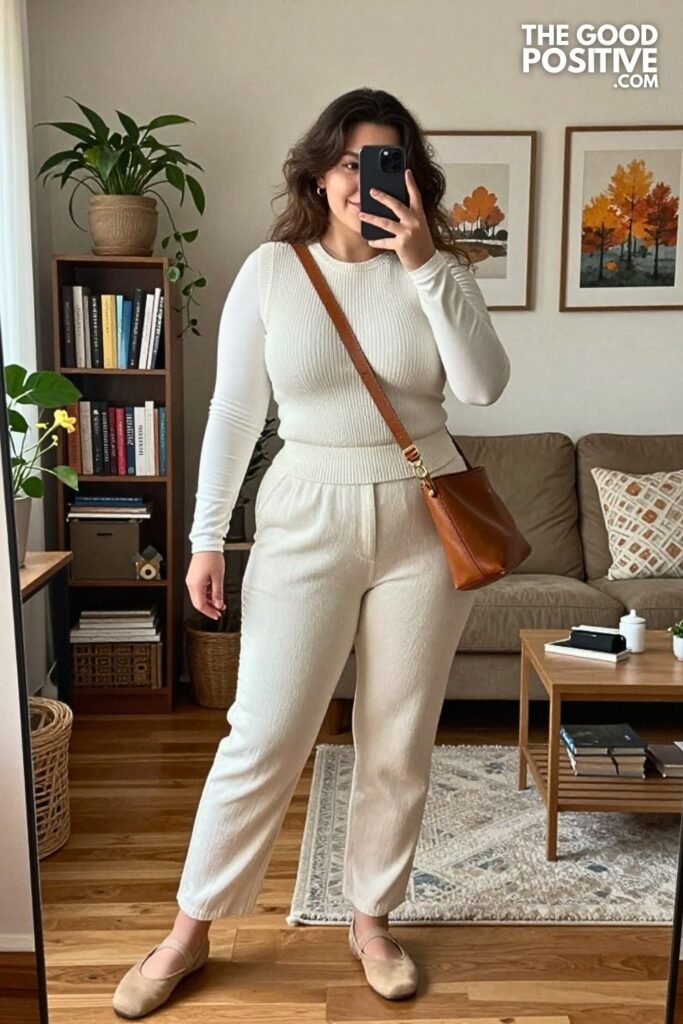 Ballet Sneakers, Relaxed Trousers, and Knit Vest