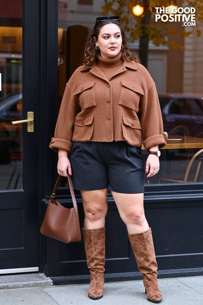Espresso Utility Jacket with Pleated Bermuda Shorts