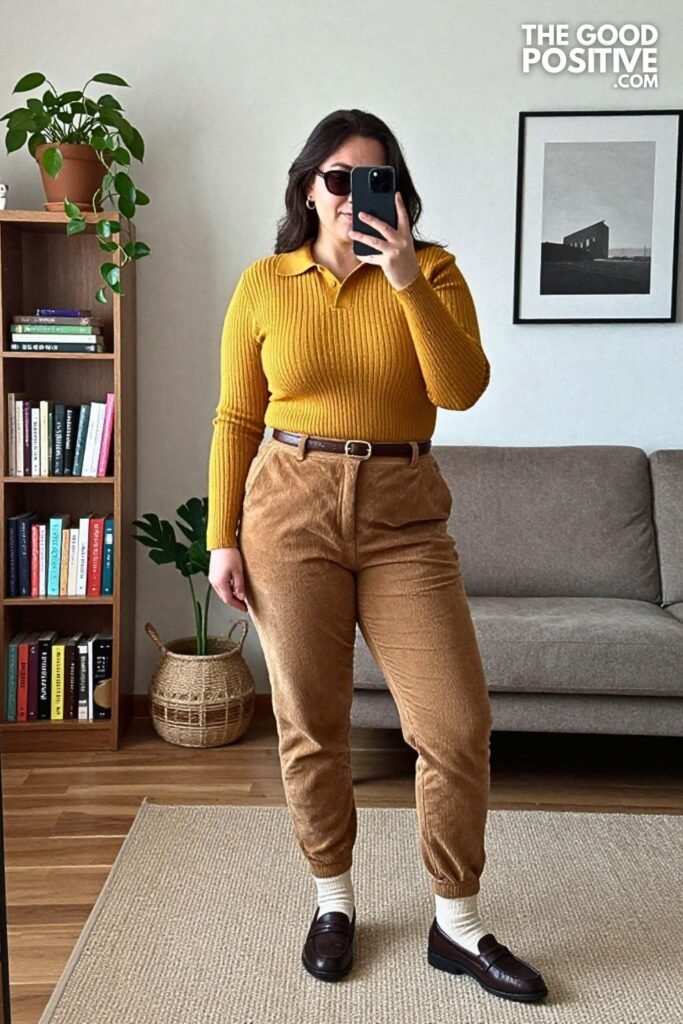 Knit Polo, Corduroy Joggers and Penny Loafers