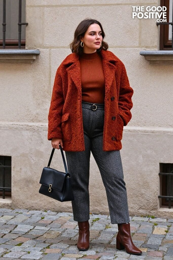 Rust Jacquard Jacket with Herringbone Sailor Trousers