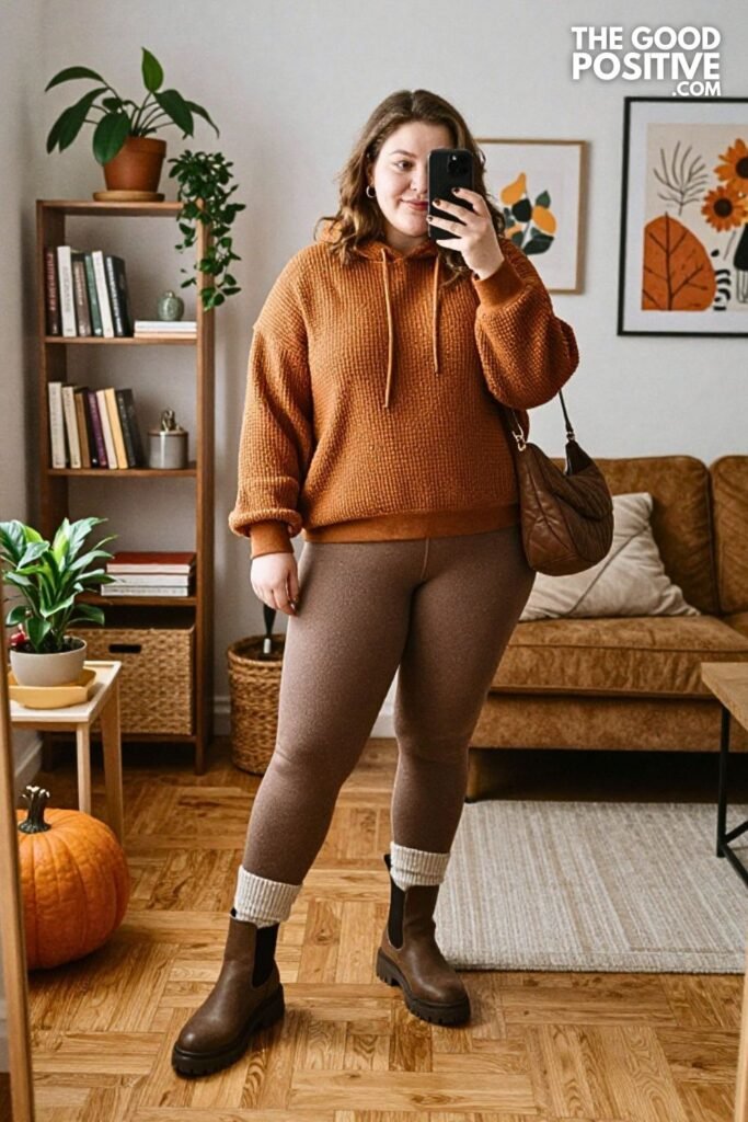 Waffle Knit Hoodie with Ponte Leggings and Chunky Chelsea Boots