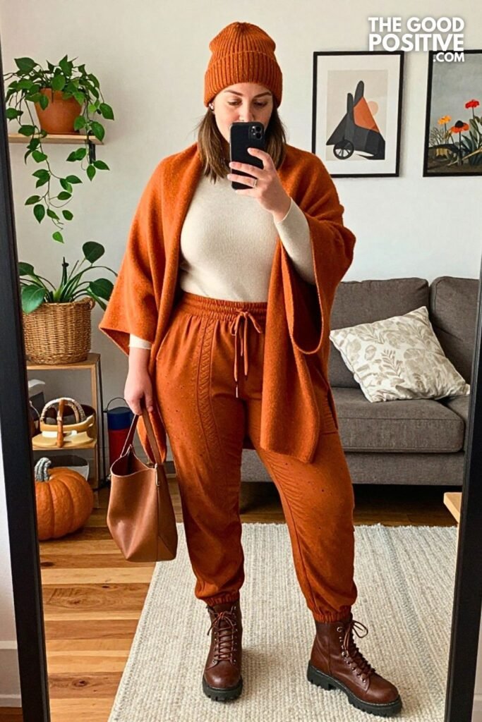 Blanket Overshirt With Pintuck Jogger Trousers