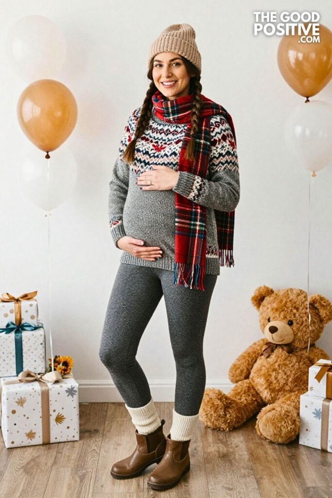 Fair Isle Sweater with Knit Culottes and Duck Boots