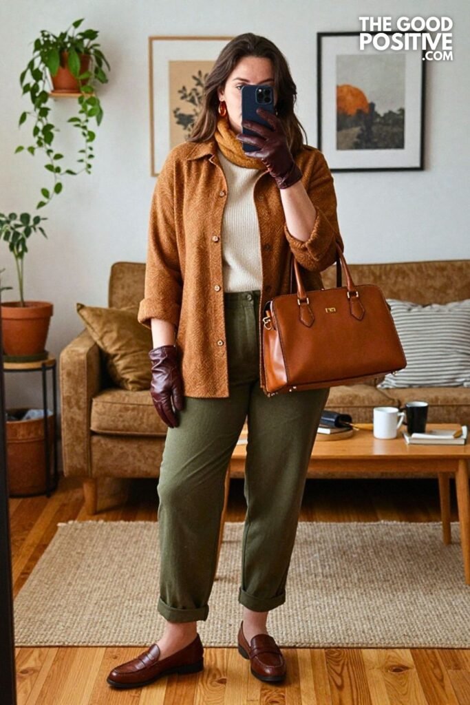 Maple Herringbone Overshirt with Olive Sailor Trousers