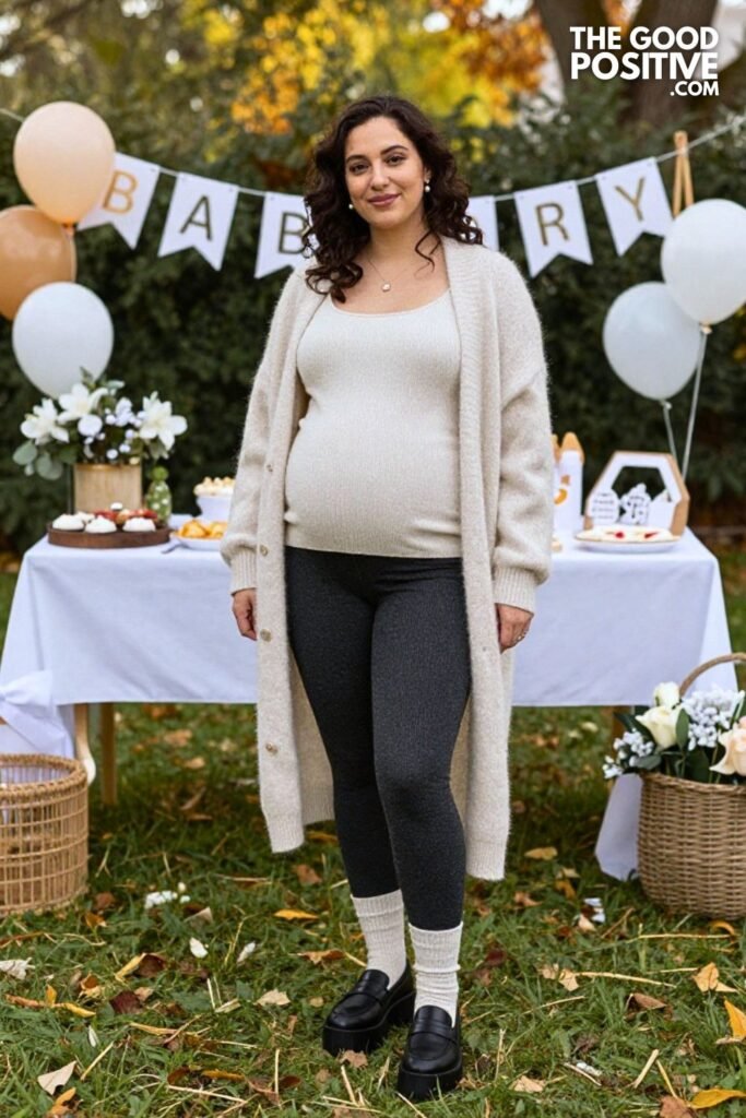 Mohair Blend Cardigan with Knit Culottes and Platform Loafers