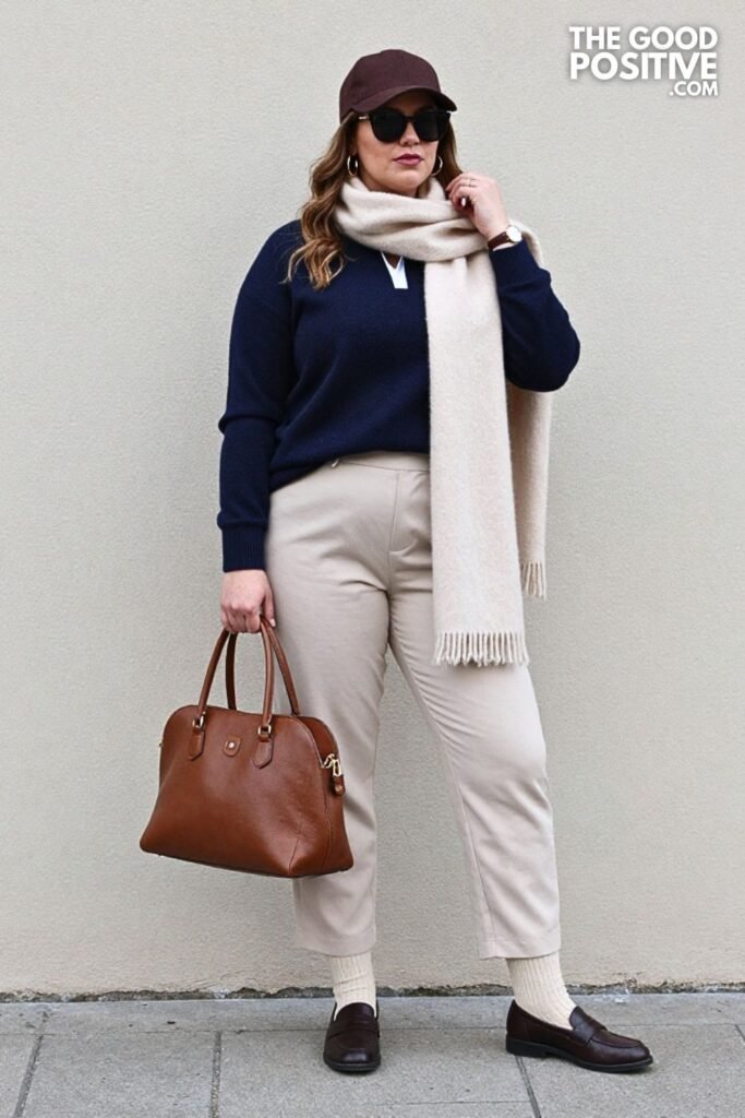 Navy Rugby Sweater with Soft Ecru Sailor Pants