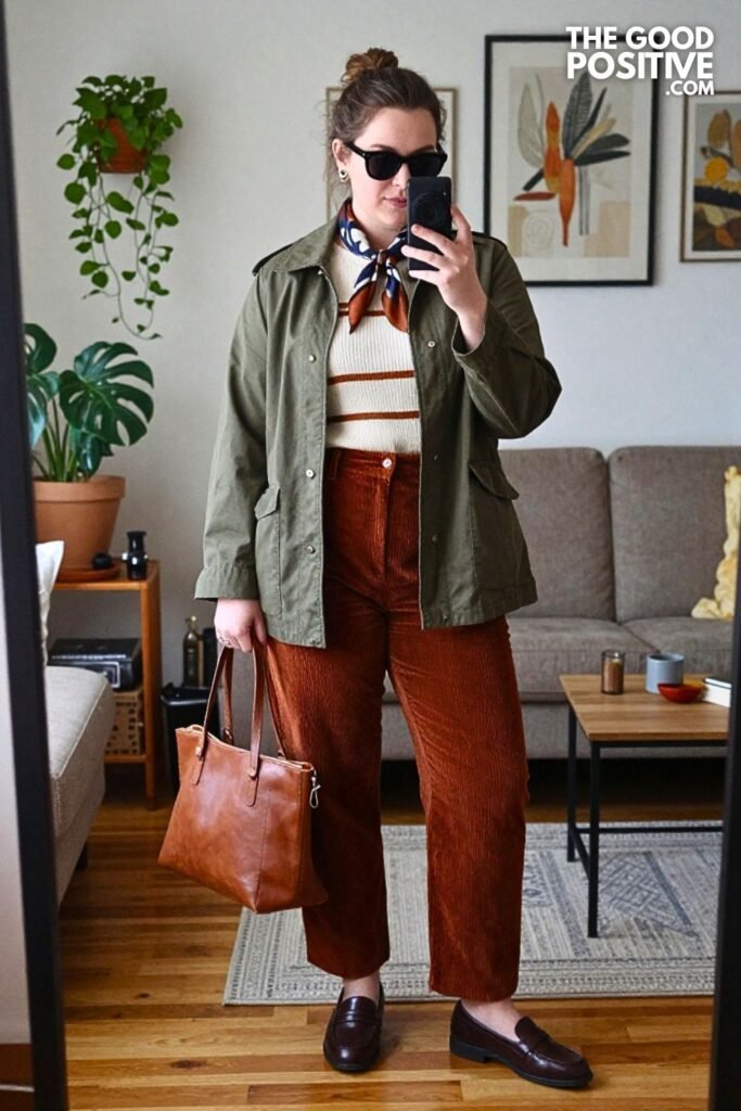Olive Barn Jacket With Corduroy Trousers