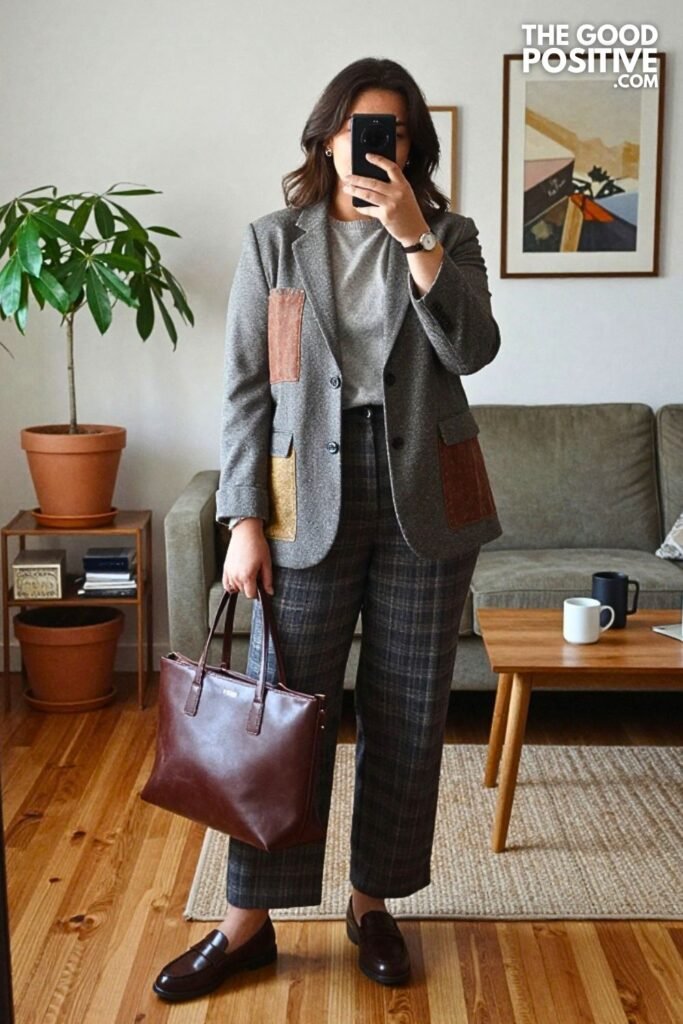 Patch Pocket Blazer With Flannel Trousers