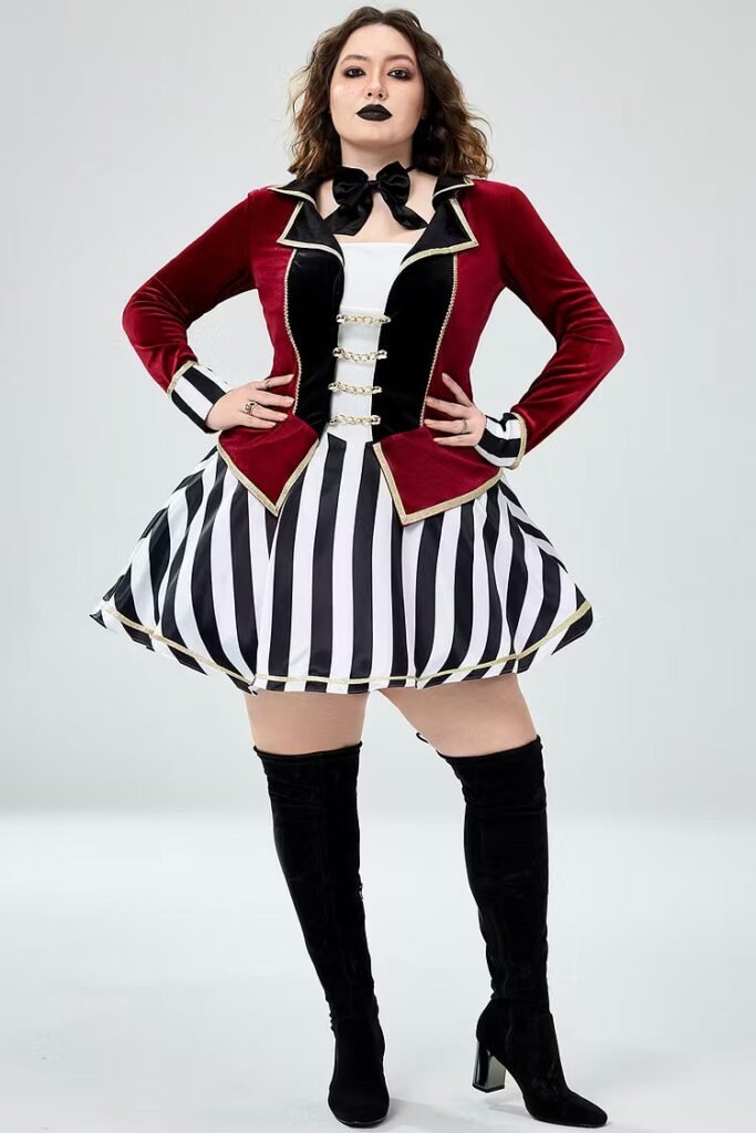 Plus Size Halloween Costume Burgundy Velvet Mini Dress