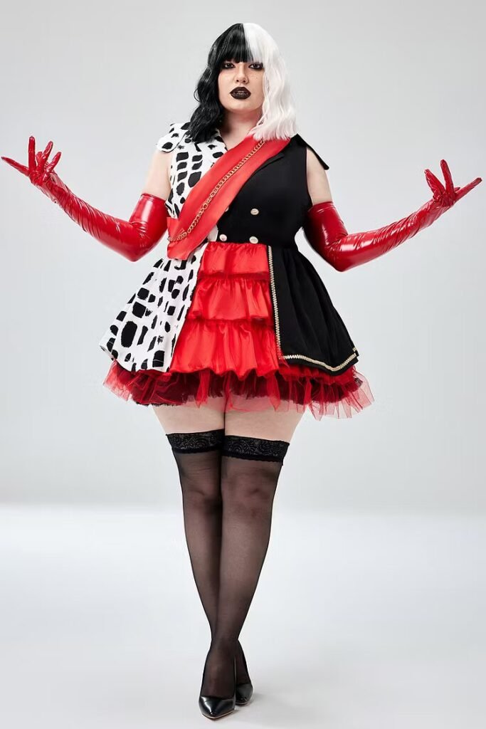 Plus Size Halloween Costume Red Colorblock Tulle Mini Dress