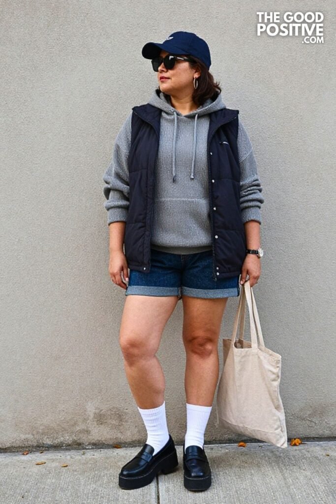 Ribbed Hoodie with Carpenter Jeans and Platform Loafers