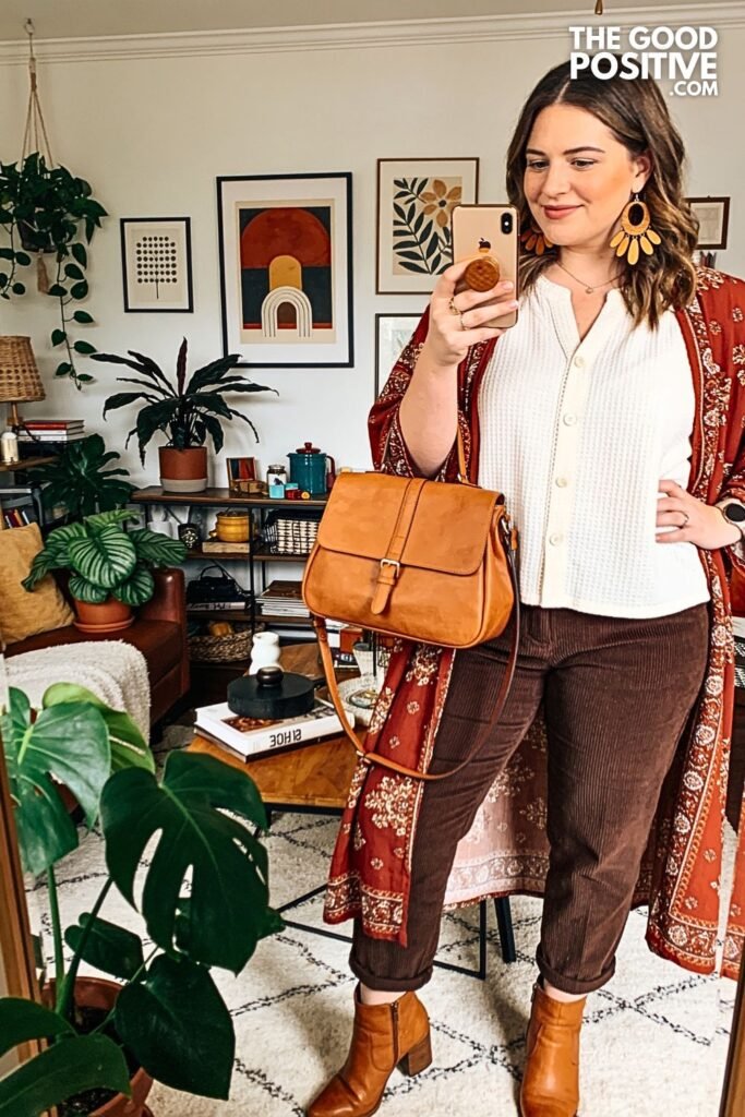 Rust Paisley Duster with Chocolate Corduroy Trousers