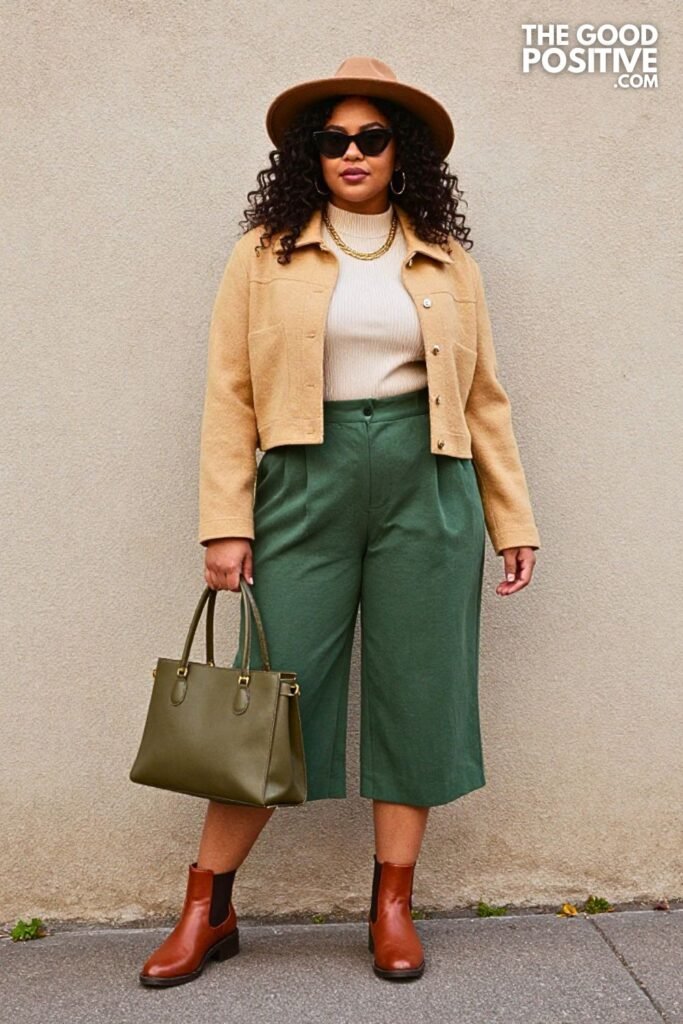 Soft Marigold Bouclé Jacket with Juniper Pleated Trousers