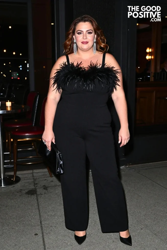 Black Feather-Trimmed Jumpsuit For Formal After Parties