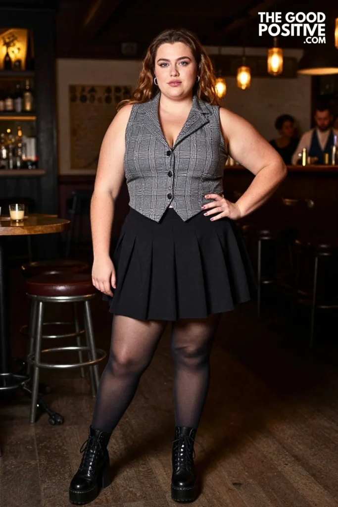 Charcoal Plaid Alternative Look With Combat Boots