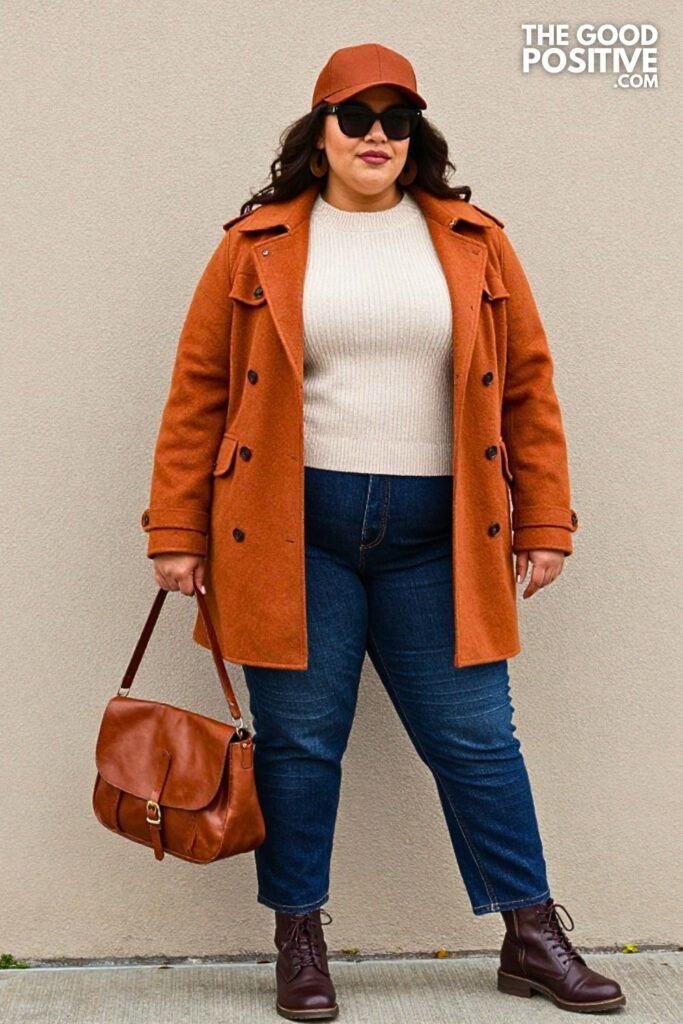 Chestnut Wool Field Jacket with Pumpkin Pintuck Denim