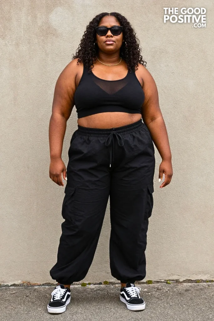 Concert Cargo Pants, Mesh Tee, and Vans