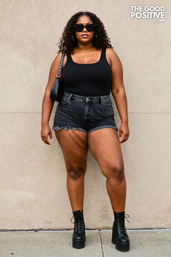 Dark Denim Jumpsuit With Punk Accessories