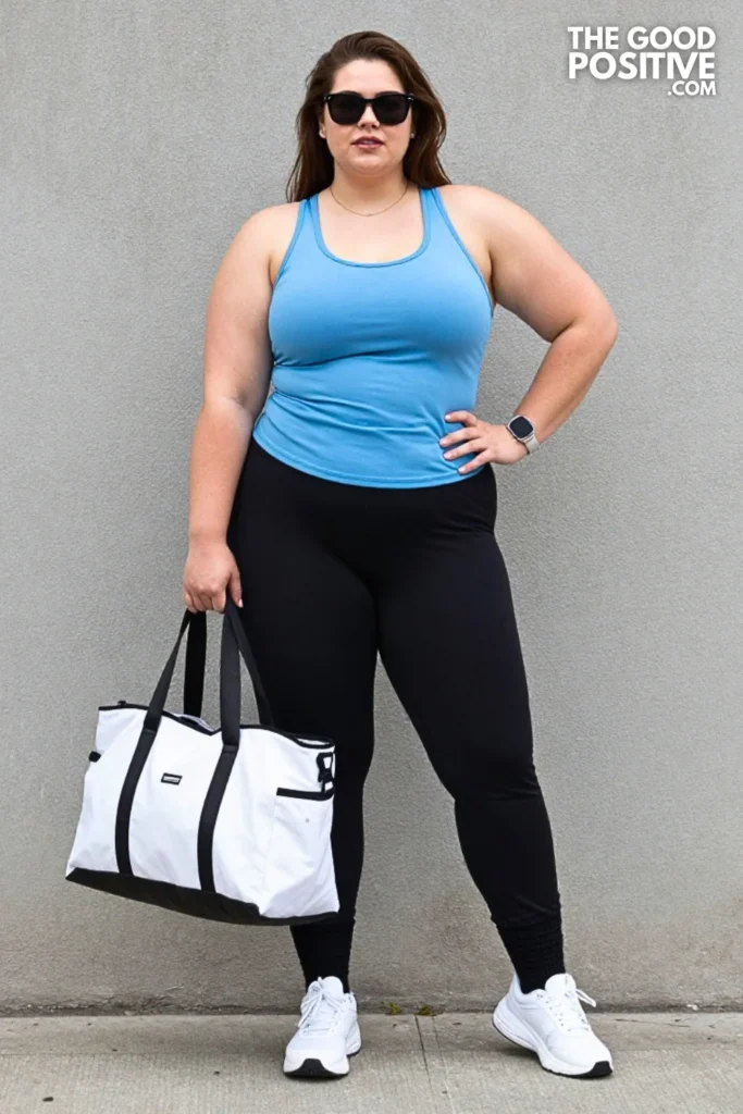 Ice Blue Wide-Leg Workout Look