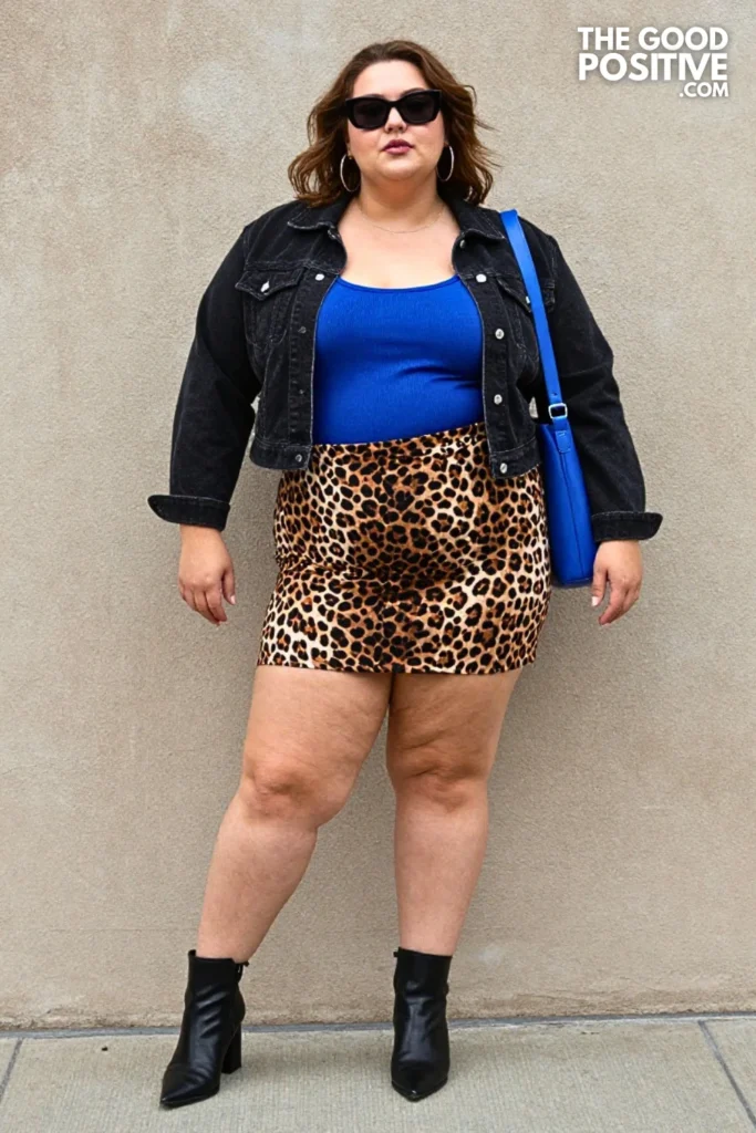 Leopard Maxi Skirt With Cobalt Blue Top