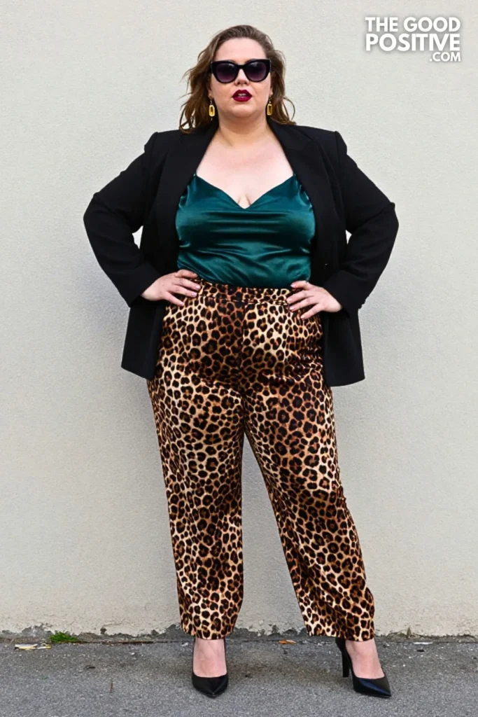 Leopard Palazzo Pants With Satin Camisole