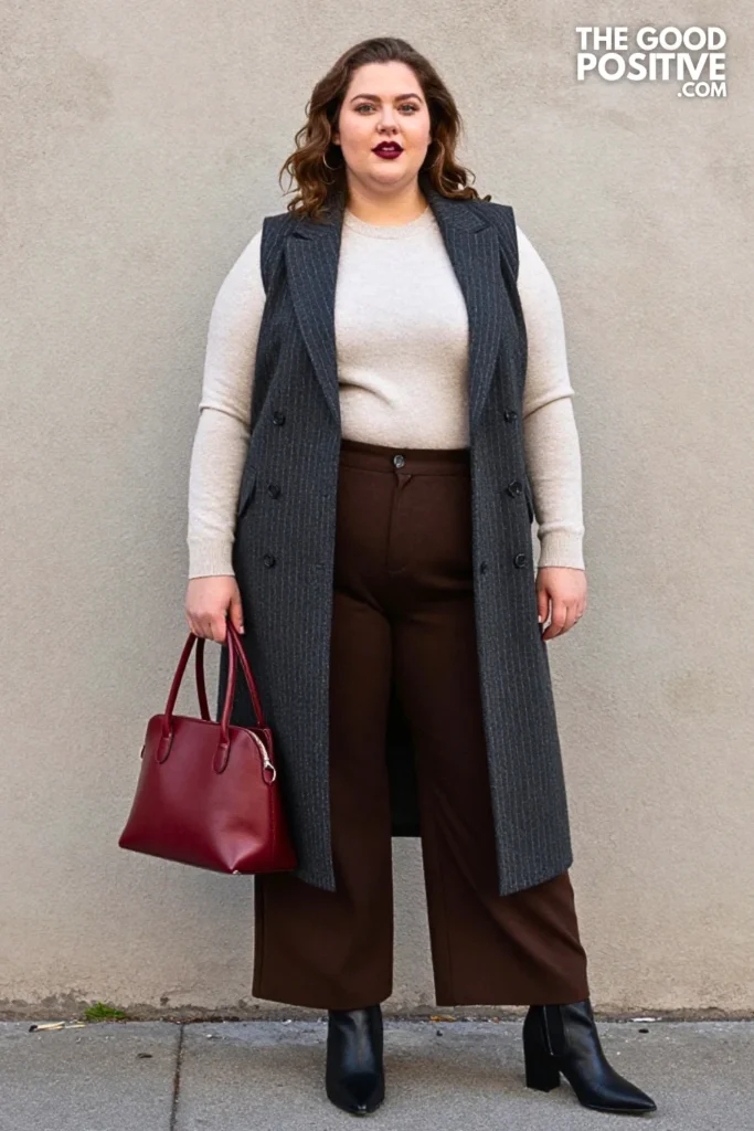 Pinstripe Vest, Wide-Leg Trousers & Pointed Boots