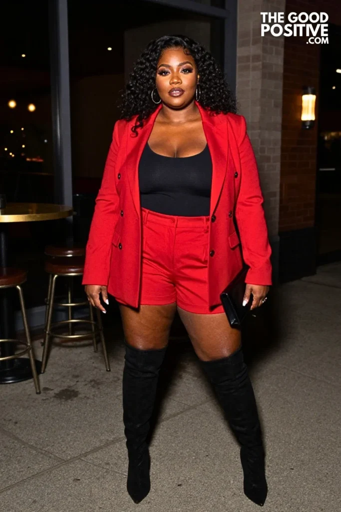 Red Tailored Shorts Suit For A Night Club
