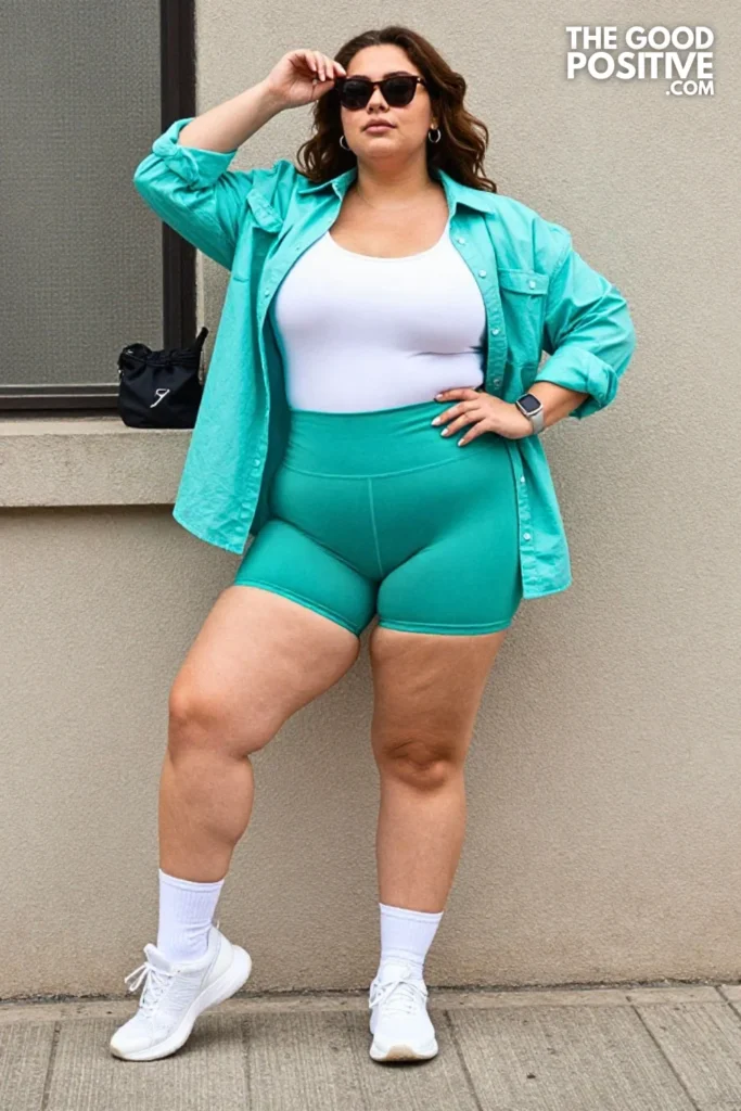 Teal Summer Running Shorts Look