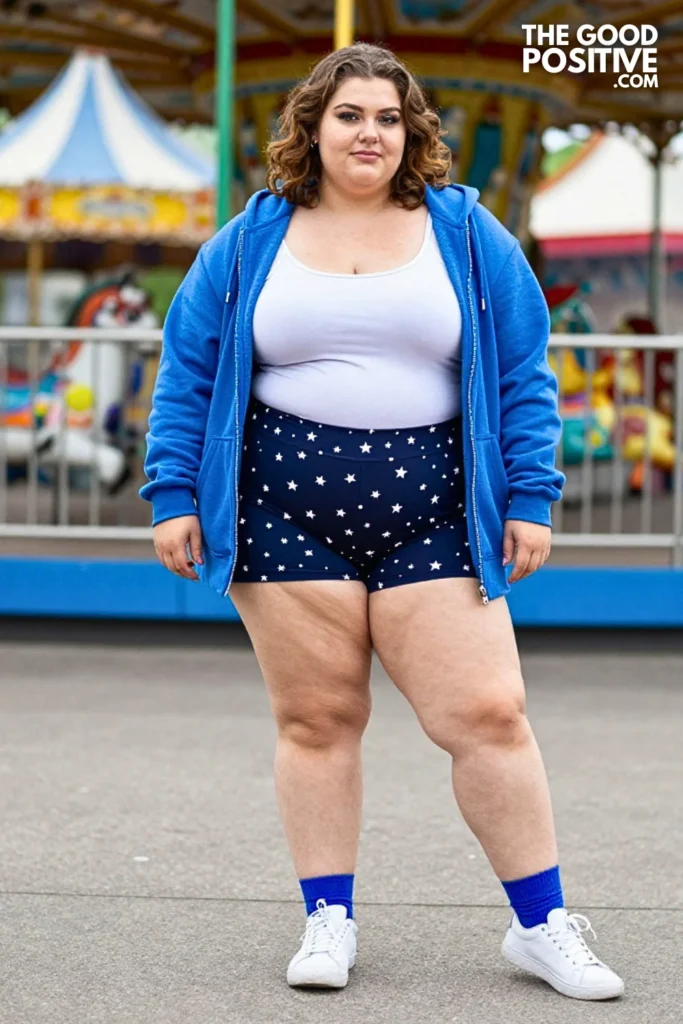 Aqua Hoodie, Star Shorts, And Retro Sneakers