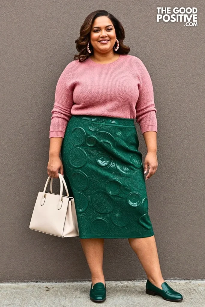 Ceramic Motif Skirt With Dusty Pink Sweater