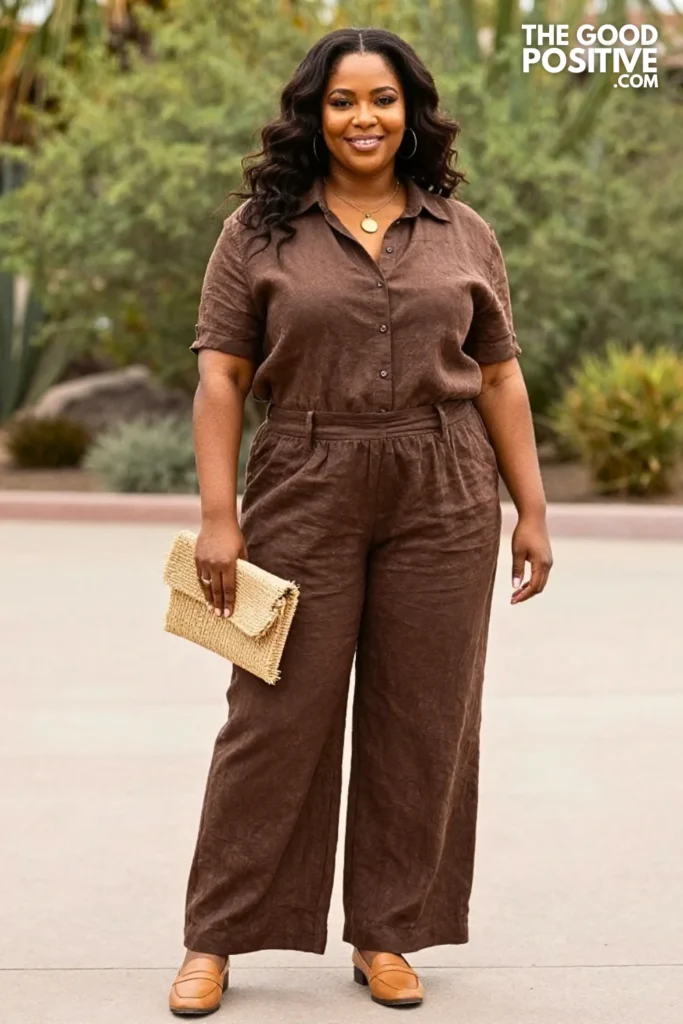 Chocolate Linen Jumpsuit Alternative With Palazzo Co-Ord