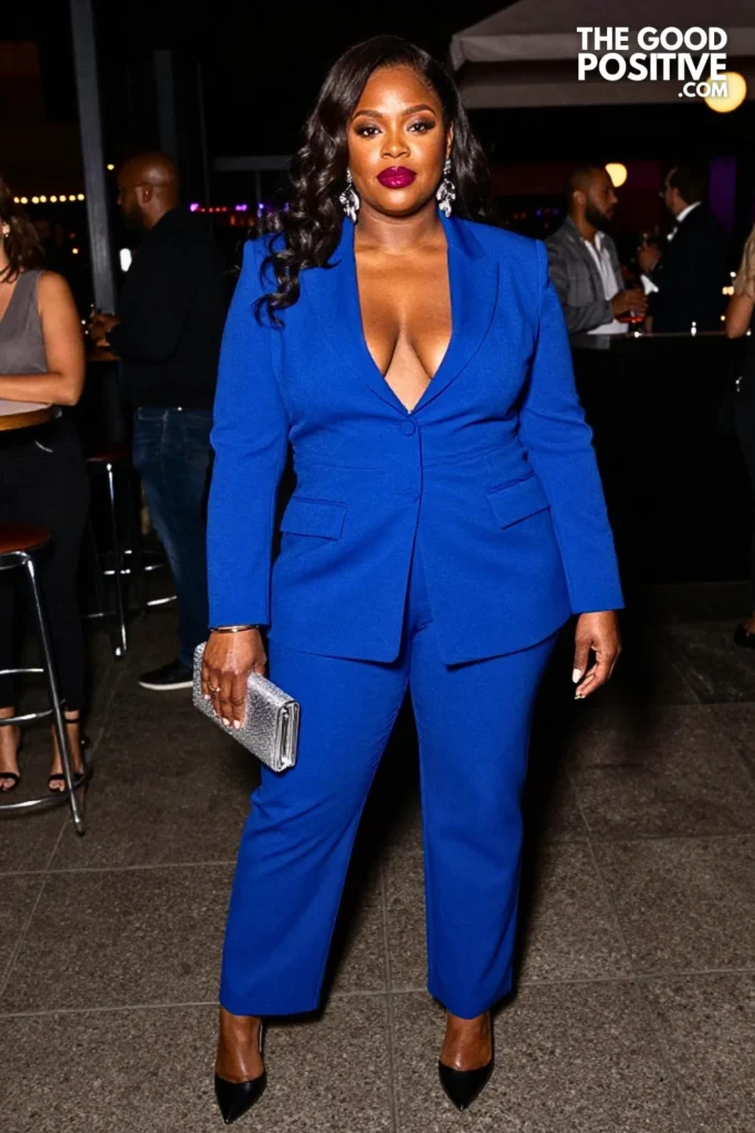 Cobalt Blue Tailored Jumpsuit With Silver Accessories