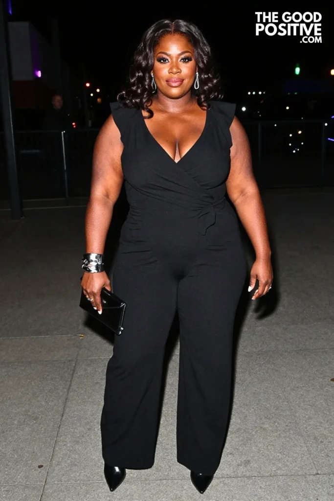 Draped Jumpsuit With Statement Cuff