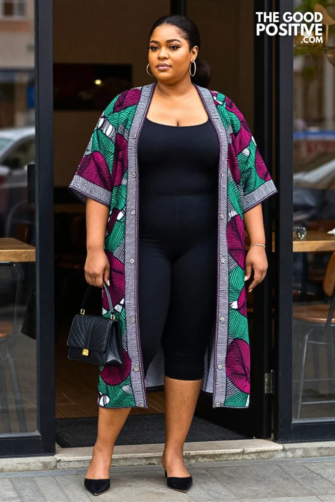Emerald and Wine Ankara Statement Kimono