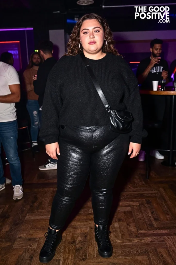 Graphic Black Knit With Sequined Trousers
