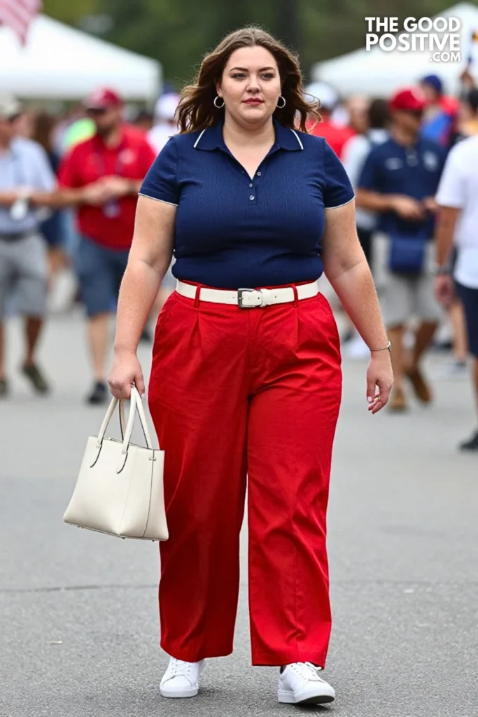 Navy Polo With Red Western Trousers