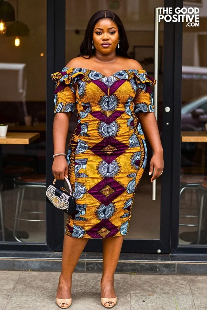 Plum and Mustard Ankara Evening Gown