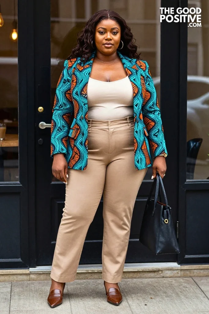 Rust and Teal Ankara Office Blazer