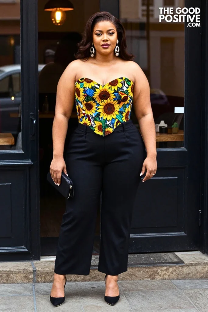 Sunflower Ankara Corset and Palazzo Pants